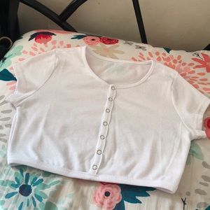 White button up crop top
